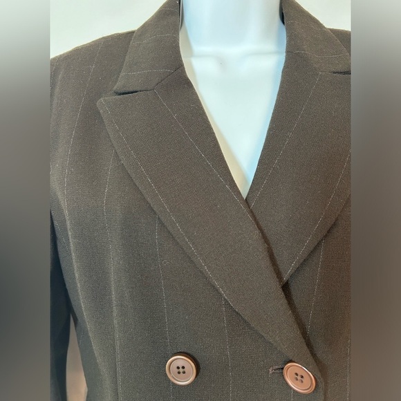 LIMITED Wool Double Breasted Blazer Brown w Pinstripe Women’s Size 6 - Picture 4 of 11